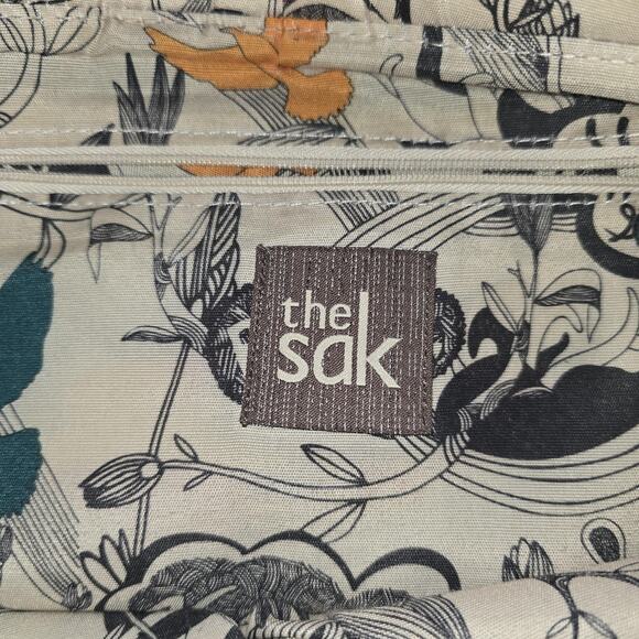 The Sak Tote Bag Womens Black Leather Zip Top Shoulder Purse Boho Beaded Accent - Picture 10 of 14